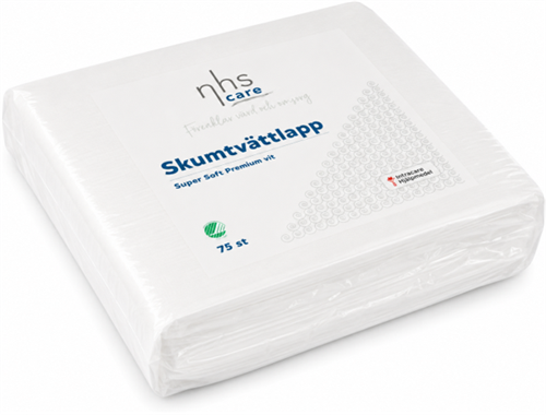 Tvättlapp skum NHS Care Super Soft Premium VIT 19x19cmx3mm 75st/fp