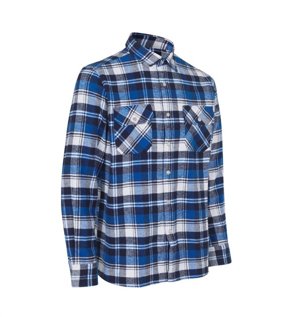 Skjorta mjuk bomull m tryckknappar blå stl 41/42