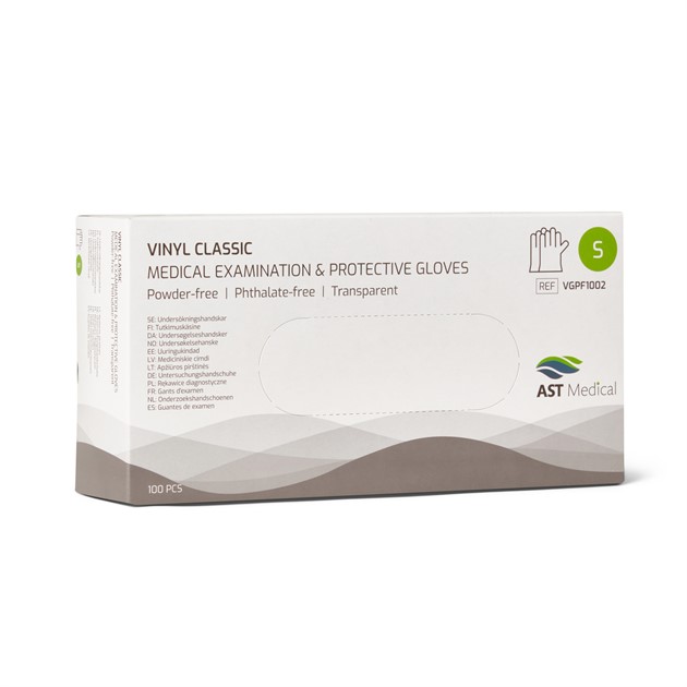 Handskar vinyl Classic Puder och Ftalatfri transp S 100st/fp