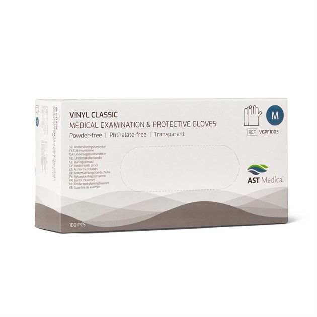 Handskar vinyl Classic Puder och Ftalatfri transp M 100st/fp