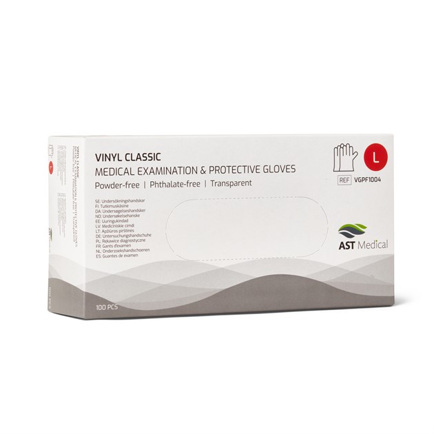 Handskar vinyl Classic Puder och Ftalatfri transp L 100st/fp