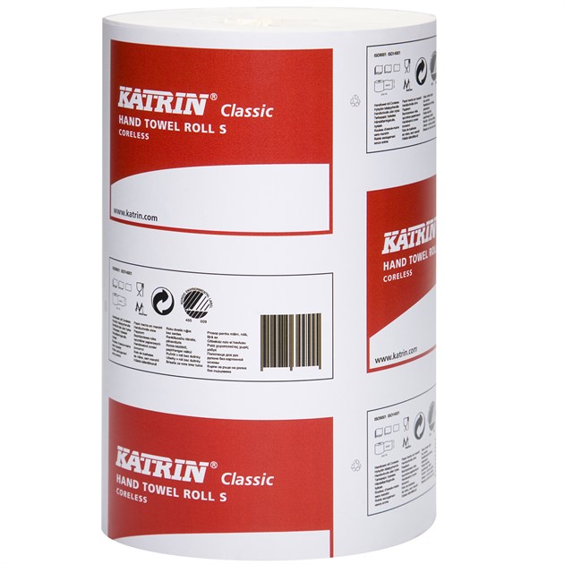Handtorkrulle 1-lag vit Katrin Classic S hylslös 20,5cmx116m/rl 12rl/k
