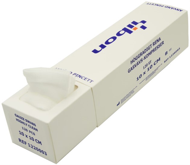 Kompress gasväv höggradigt ren i disp.box 8-lagers 10x10 cm 120st/fp