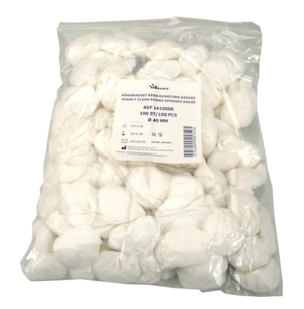 Rundtork gasväv höggradigt ren i påse 40mm 100st/fp