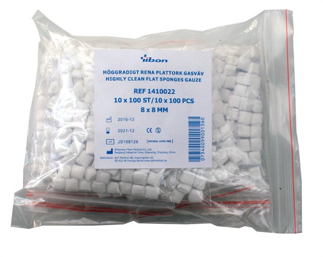 Plattork gasväv höggradigt ren i påse 8x8mm 100st/fp