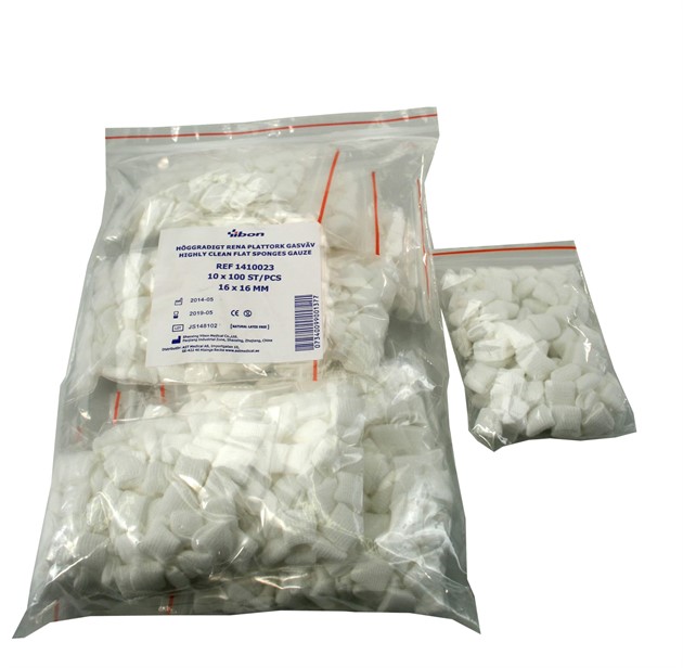 Plattork gasväv höggradigt ren i påse 16x16mm 100st/fp
