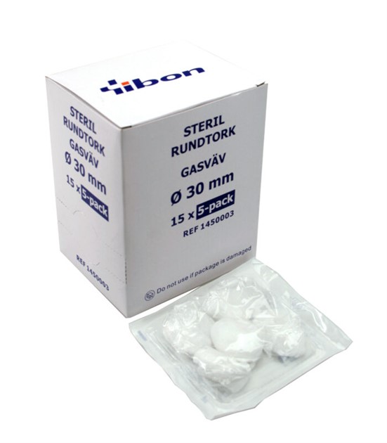 Rundtork gasväv steril i 5-pack 30mm 75st/fp