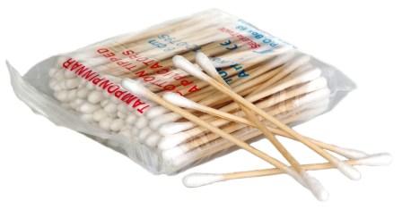 Öronpinnar 8cm m bomull trä 100st/fp