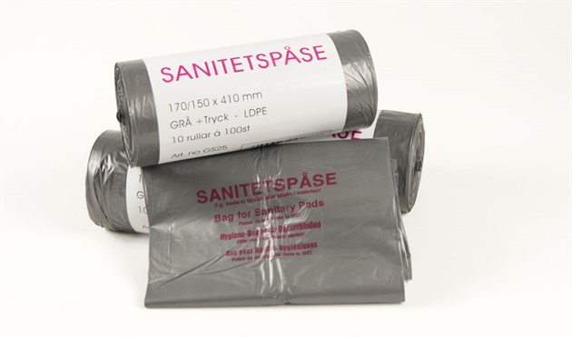 Sanitetspåse plast grå 25my 100st/rl