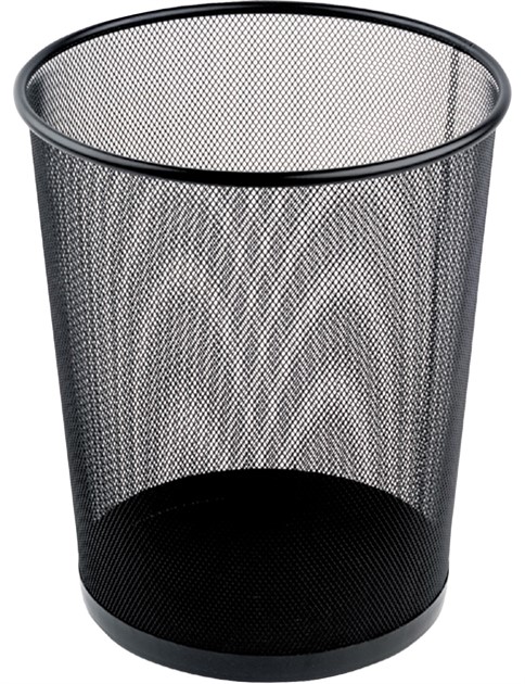 Papperskorg svart nätmetall rund 18L