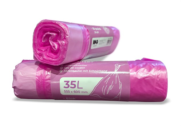 Avfallspåse med dragsnöre Rosa 35L 20st/rl