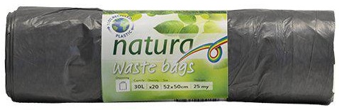 Avfallspåse Grå 30 L med dragsnöre 20st/rl