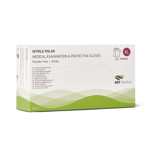 Handskar Nitril Polar AQL 1,5 puderfri vit stl XL 100st/fp
