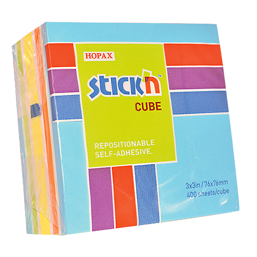 Notisblock Kub 76x76, Blå/Gul 400 blad i block