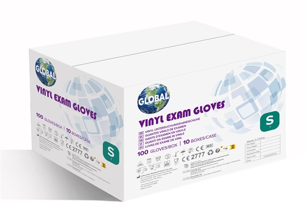 Handskar vinyl puderfri Global transp. stl S/7 100st/fp