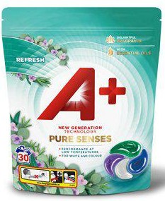 Tvättmedel A+ Pure Senses Refresh tvättkapslar 30st/fp