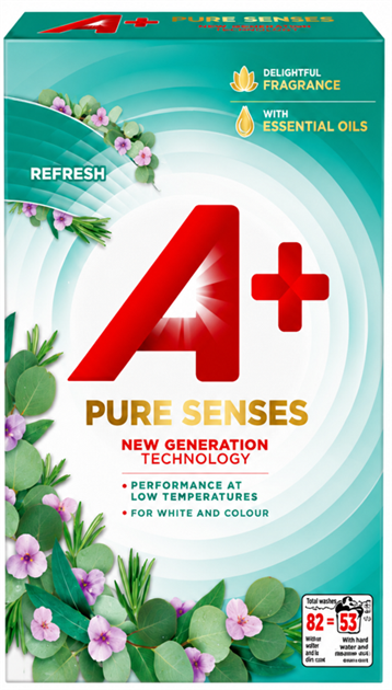 Tvättmedel A+ Pure Senses Refresh vit/kulör 3,445 kg