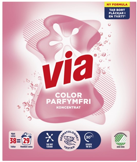 Tvättmedel Via Color Parfymfri 1,52 kg