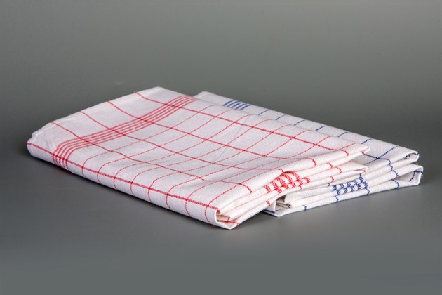 Kökshandduk 50x70cm klassisk blå/vit i halvlinne