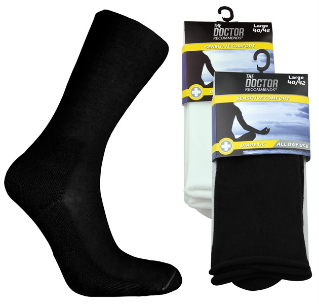 Diabetikersocka helt utan resår vit 34-36