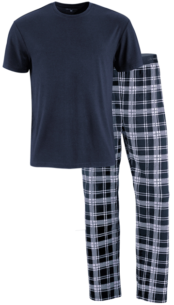 Pyjamasset av bambu m kort ärm/långa ben marin