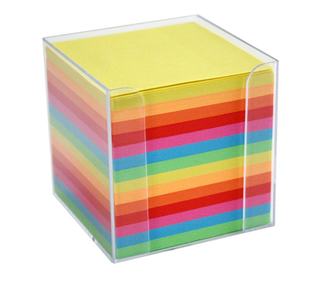 Notisblock Kub med hållare 700st olimmade ark i sorterade färger