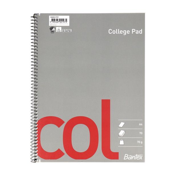 Kollegieblock A4 70 gram olinjerat ohålat