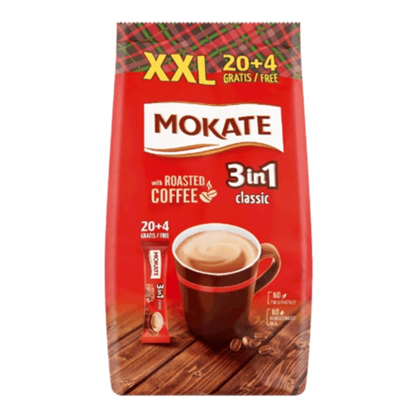 Snabbkaffe Mokate 408 gram 3in1 innehåller 24 portionspack