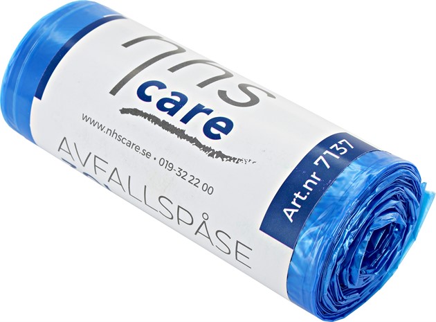 Avfallspåse NHS Care blå 30L med handtag 25st/rl