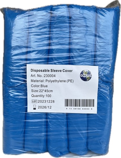 Ärmskydd PE engångs blå 22x45cm 100st/fp