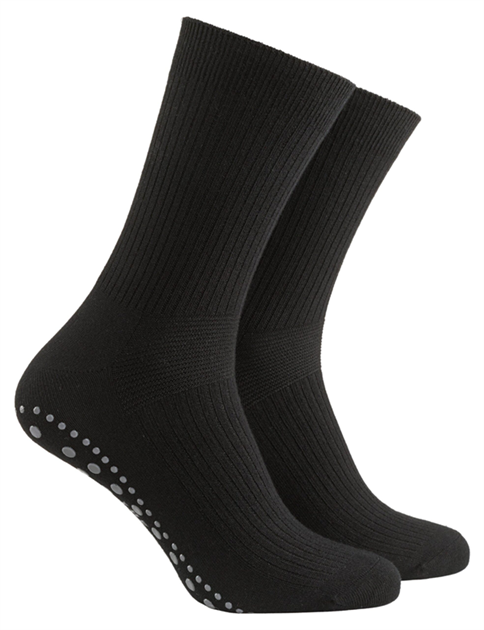 Socka med halkskydd och extra lös resår svart st 34-36