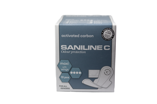 Inkontinensskydd lukthämmande Saniline C Maxi m vingar 10stst/fp
